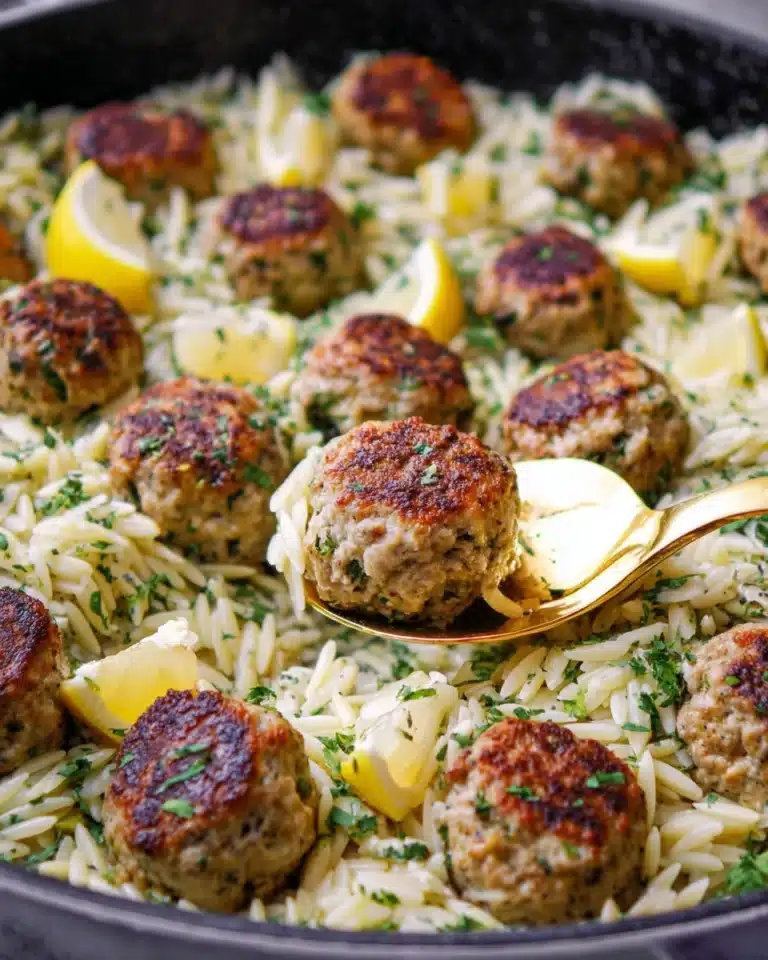 Easy Greek Chicken Meatballs with Lemon Orzo Recipe