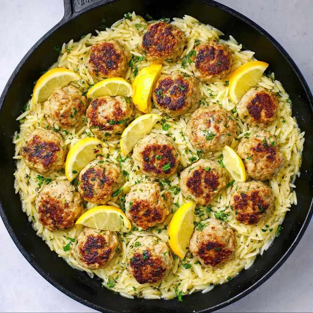 Easy Greek Chicken Meatballs with Lemon Orzo Recipe - Recipe Image