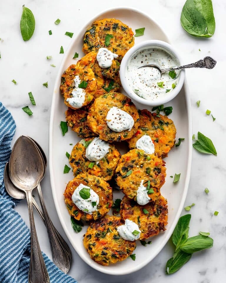 Vegetable Chickpea Fritters with Lemon Herb Yogurt Sauce Recipe