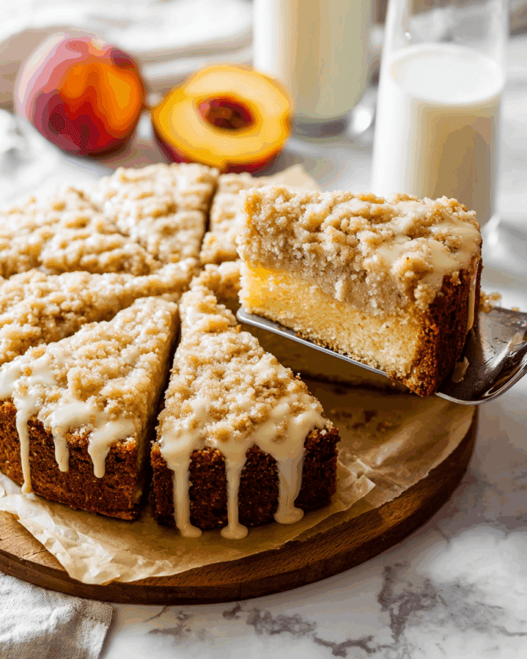 Peach Ricotta Cake with Brown Butter Streusel and Honey Glaze Recipe