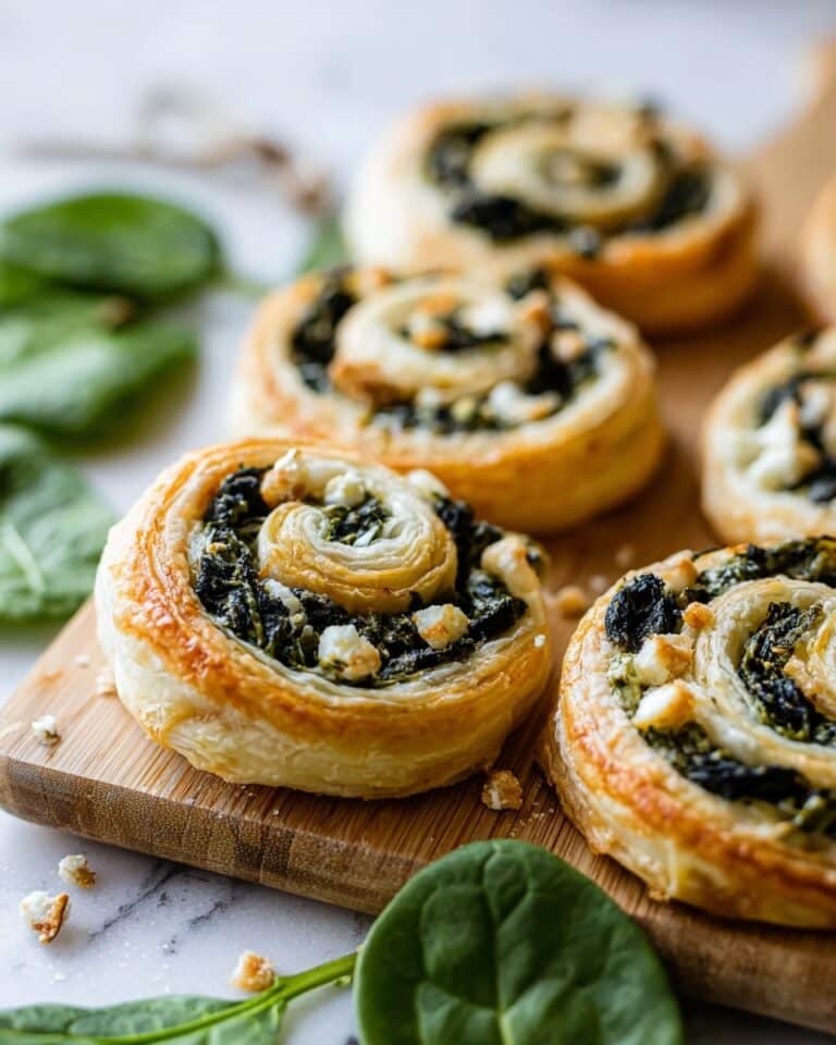 Spinach and Feta Puff Pastry Pinwheels Recipe