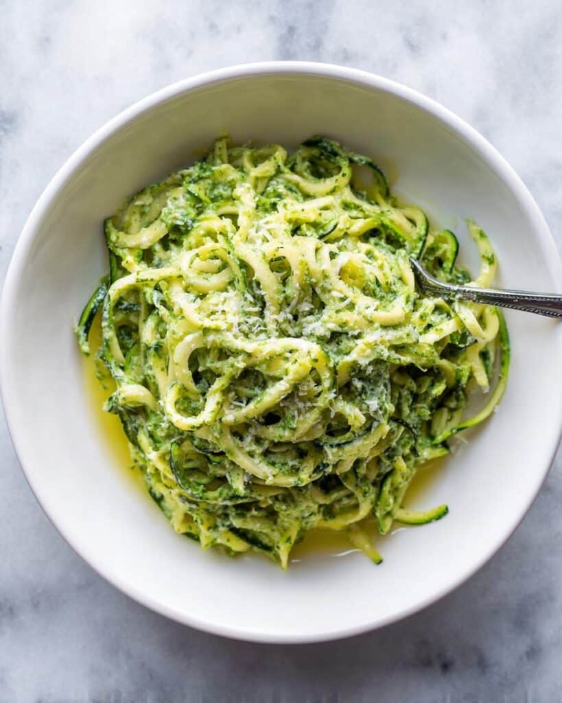 Zucchini Pasta (Zoodles) with Avocado Sauce Recipe