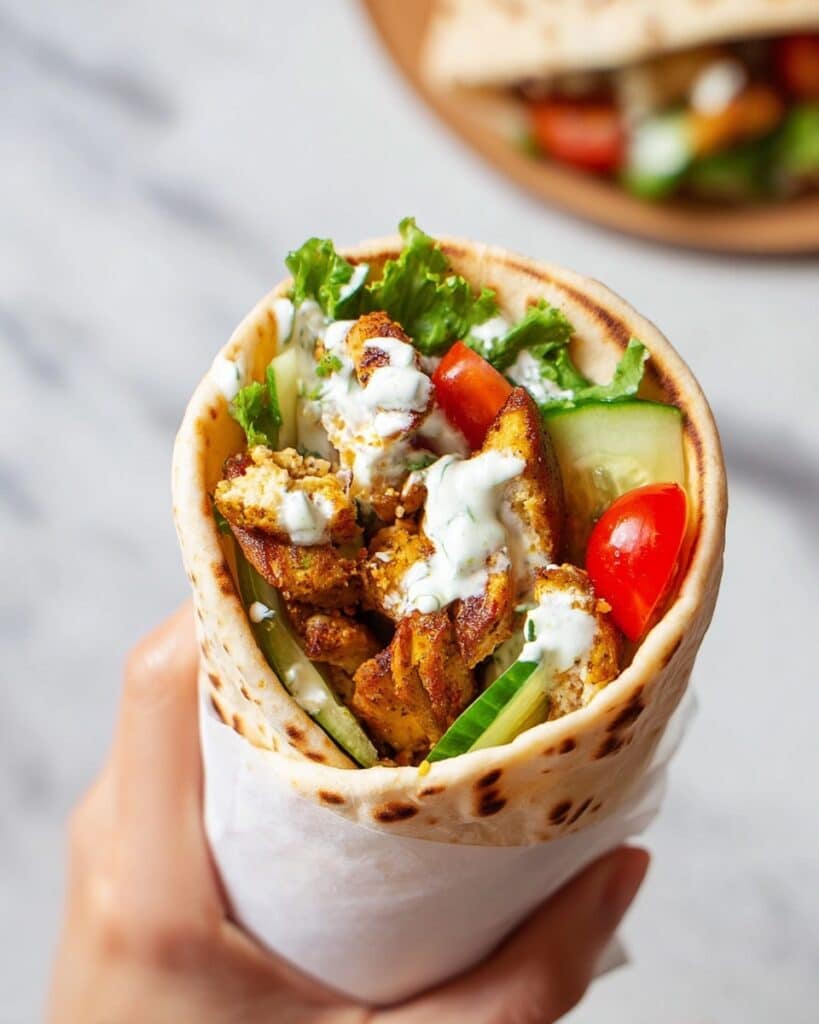 Easy Chicken Shawarma with Creamy Yogurt Sauce and Fresh Veggies Recipe