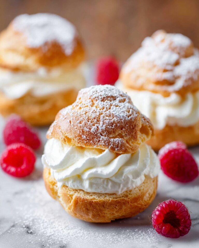 Cream Puffs with Vanilla Whipped Cream and Raspberries Recipe