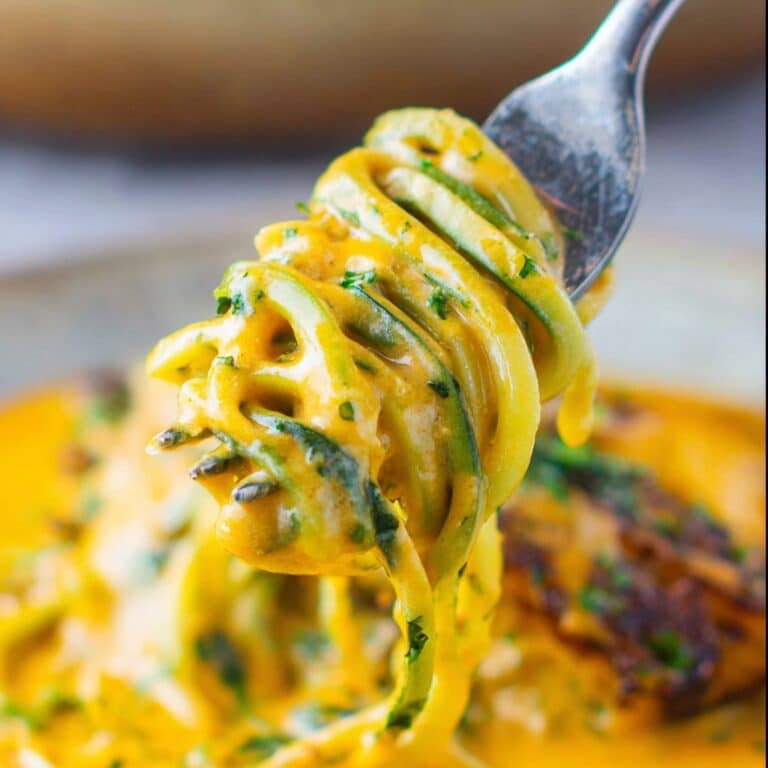 Quick Zucchini Pasta with Tomato Cream Sauce Recipe
