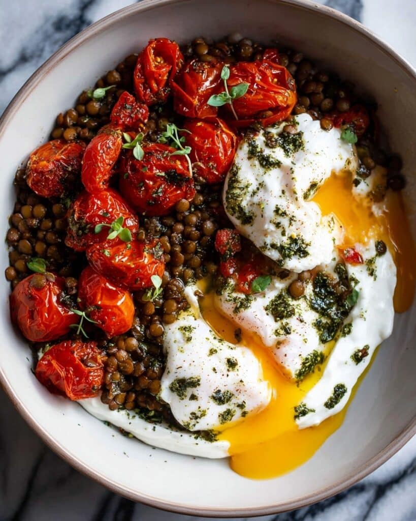 Mediterranean Braised Lentils with Poached Egg Recipe