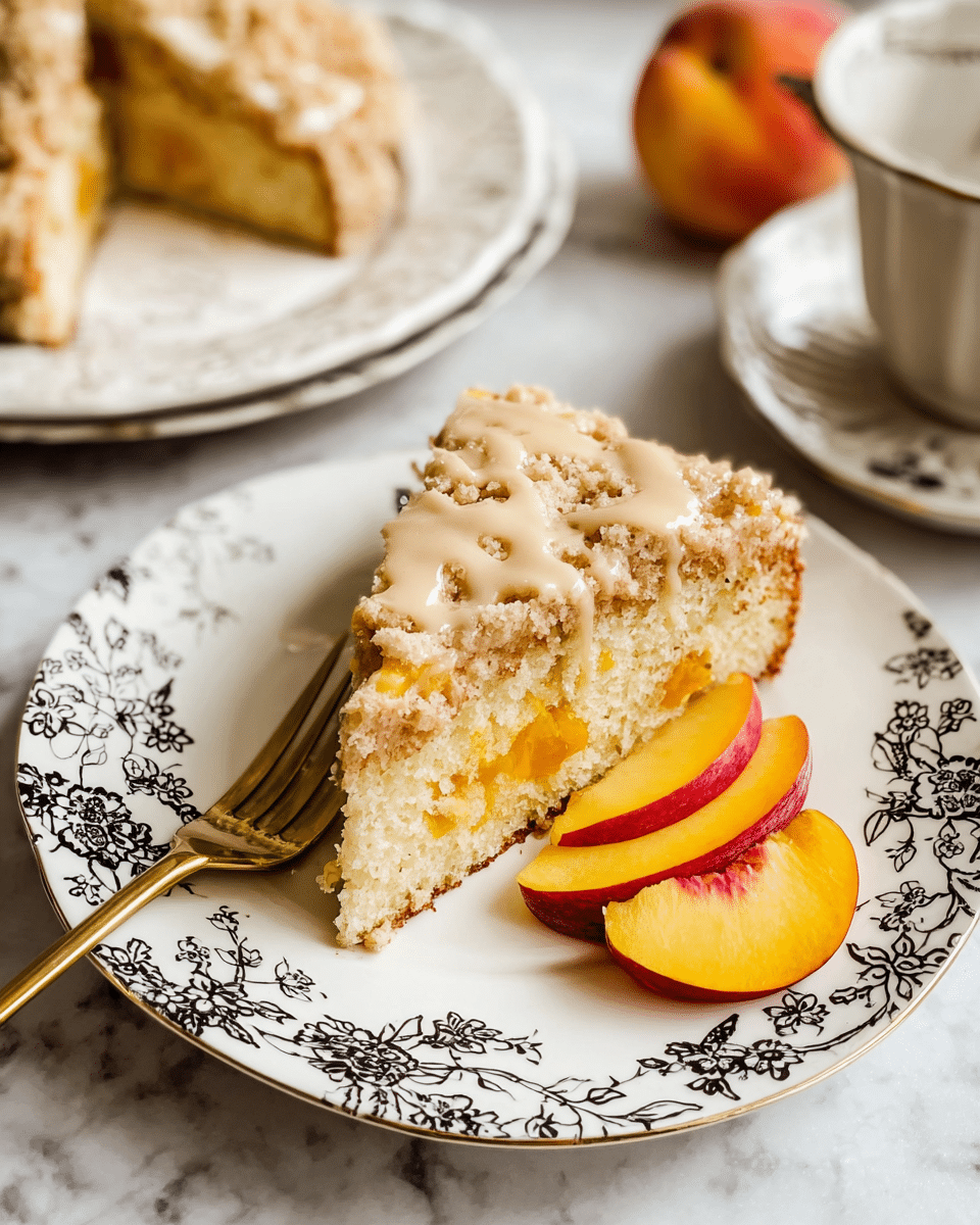 Peach Ricotta Cake with Brown Butter Streusel and Honey Glaze Recipe