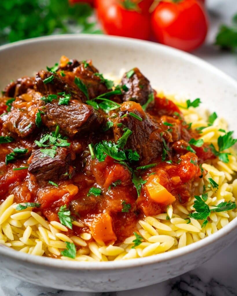 Beef Giouvetsi (Greek Beef Orzo Pasta) Recipe