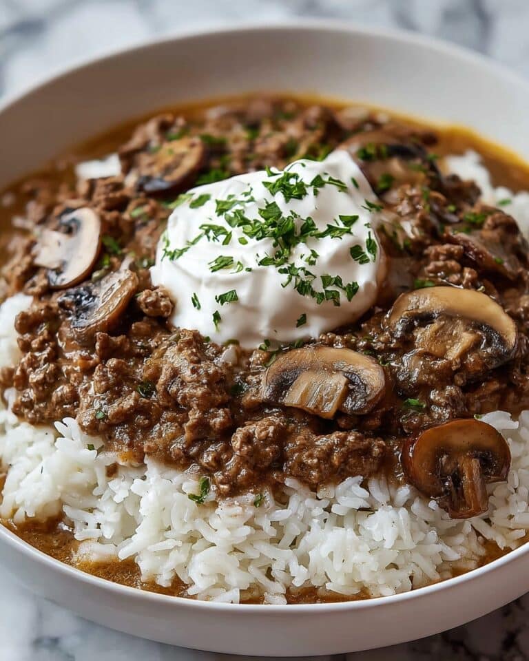 Creamy Beef & Mushroom Rice Bake Recipe