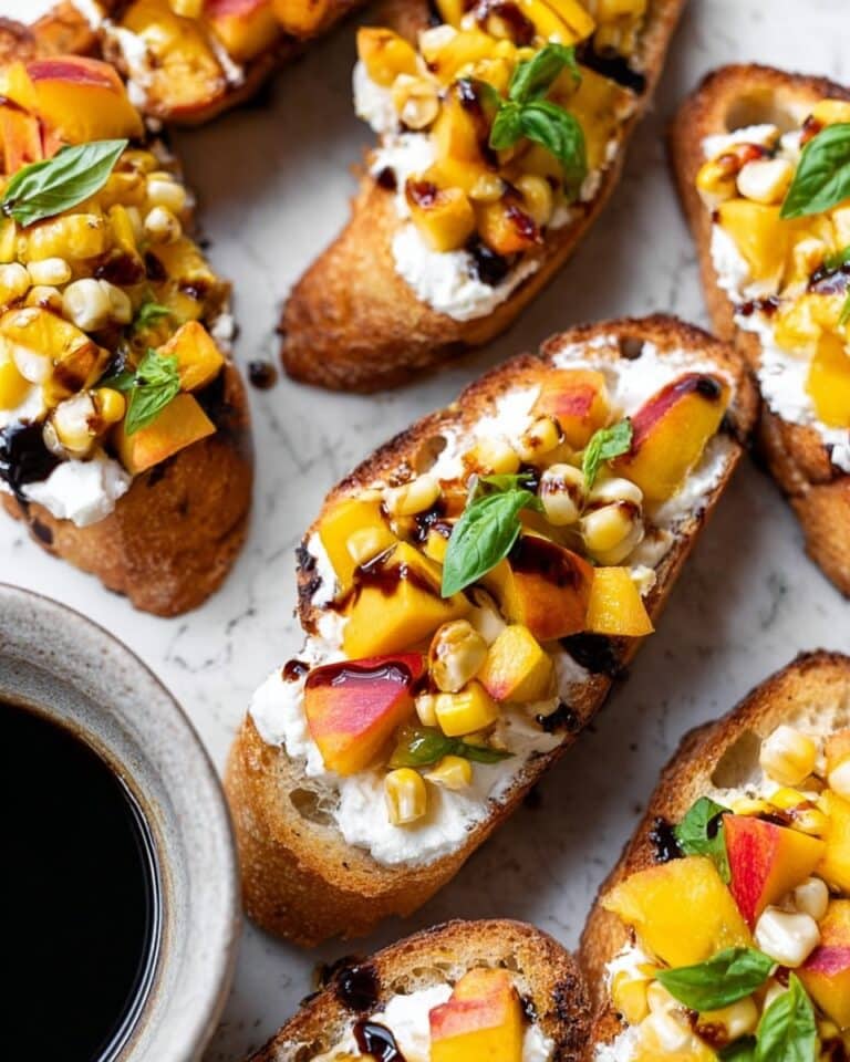 Peach Corn Ricotta Crostini Recipe