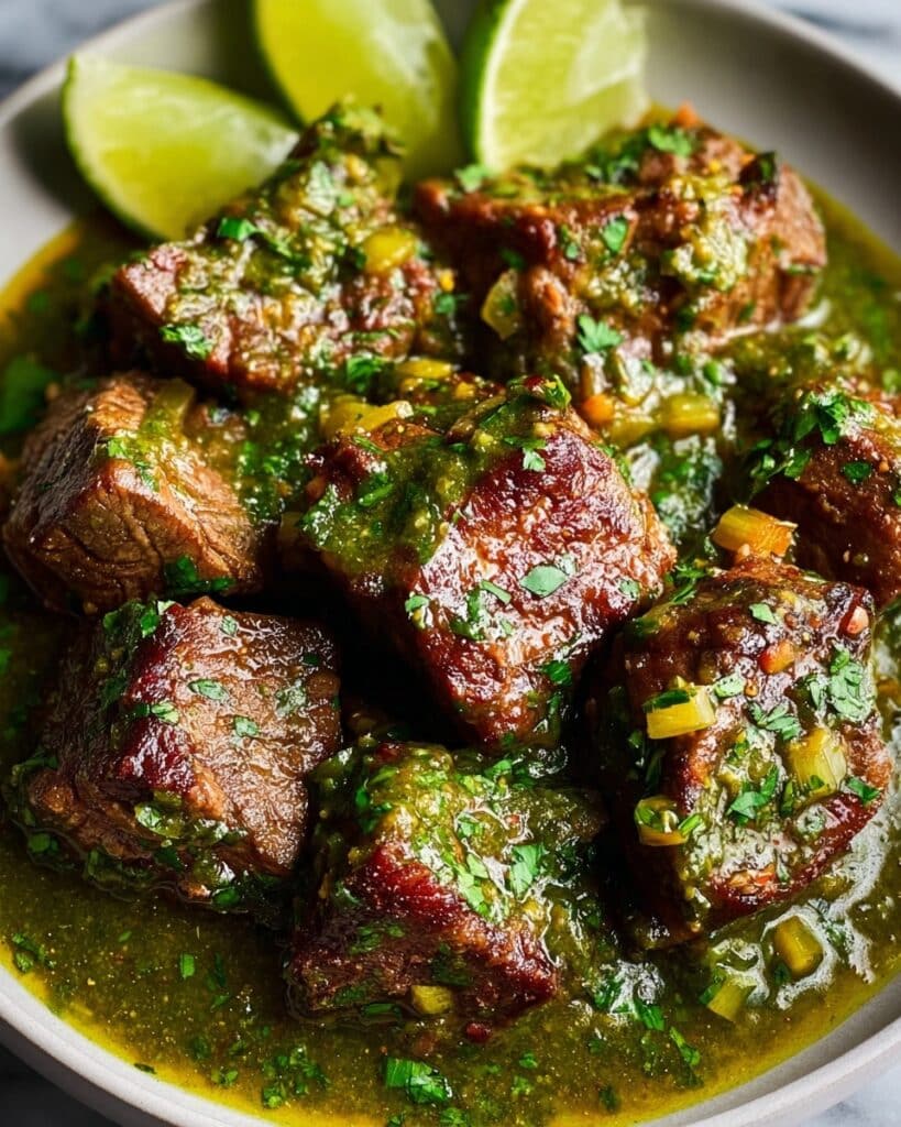 Beef Chile Verde with Roasted Tomatillo Sauce Recipe