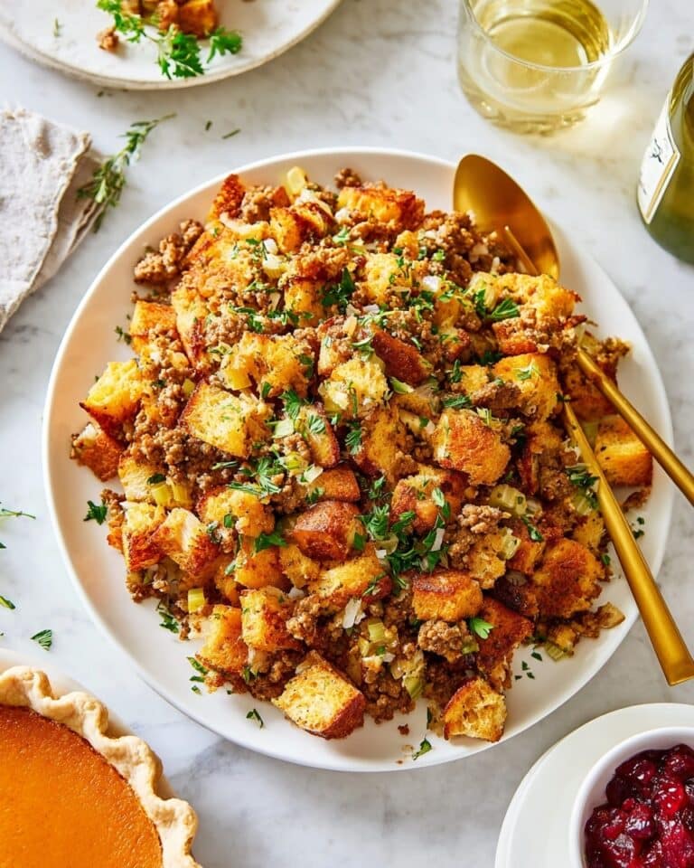 Cornbread Stuffing with Sausage, Pecans, and Fresh Herbs Recipe