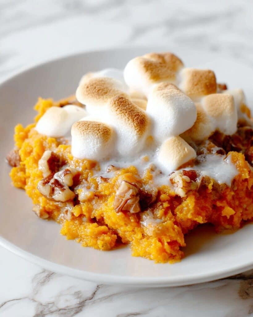 Sweet Potato Casserole with Marshmallows and Pecans Recipe
