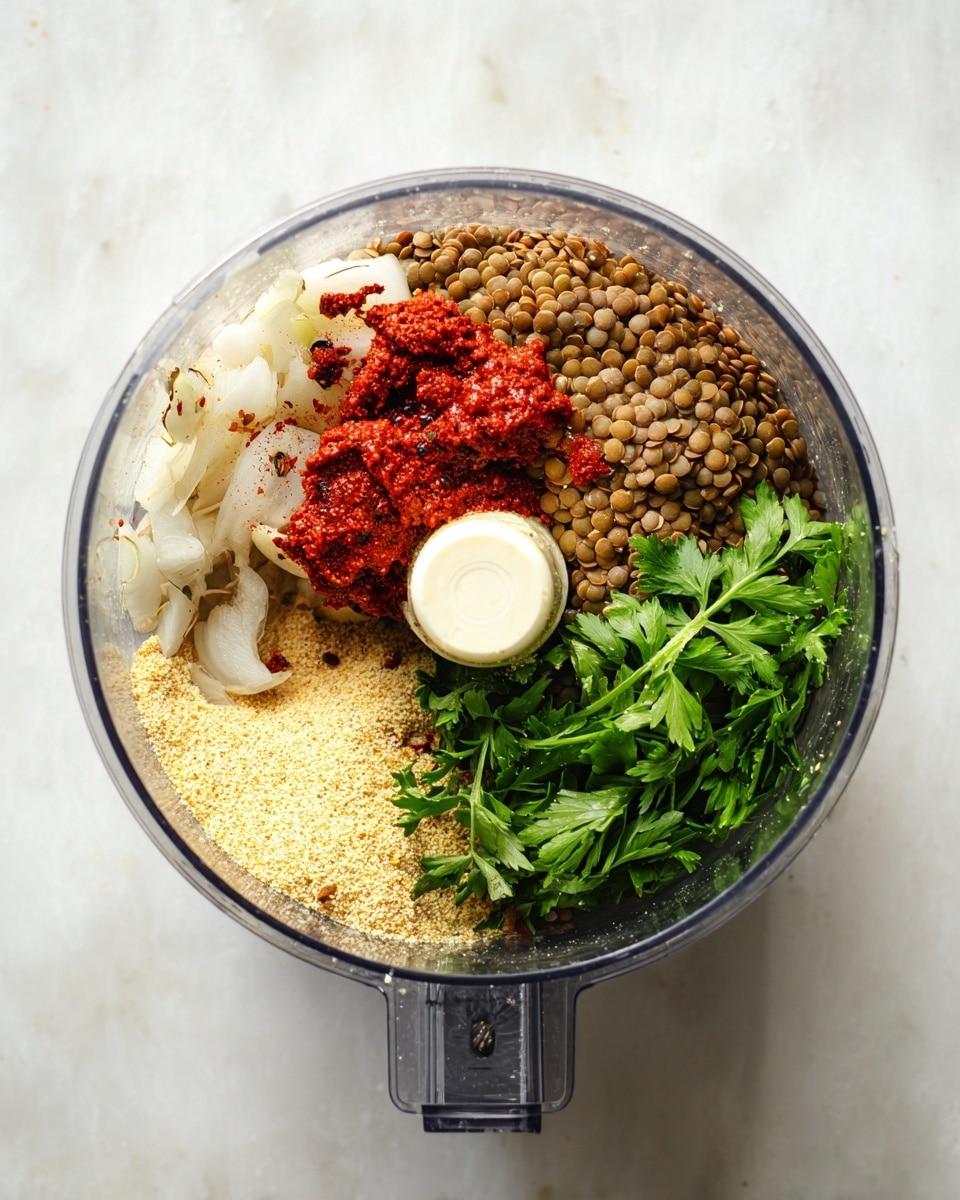 A white shallow bowl holds a bed of bright orange carrot ribbons that look soft and curly, layered at the bottom. On top is a generous spoonful of thick red tomato sauce spread in the center. Six round, browned falafel balls with a crispy textured coating sit over the sauce and carrot ribbons, arranged in a circle. Fresh green parsley leaves are scattered over the dish, adding a fresh color contrast. A shiny gold fork rests on the side of the bowl, slightly leaning into the food. The bowl sits on a white marbled surface with some green herb leaves scattered around. Photo taken with an iphone --ar 4:5 --v 7