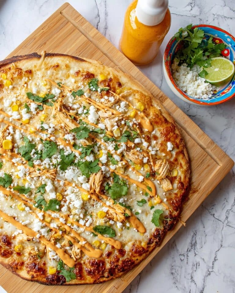 Mexican Chicken Flatbread with Elote Sauce Recipe