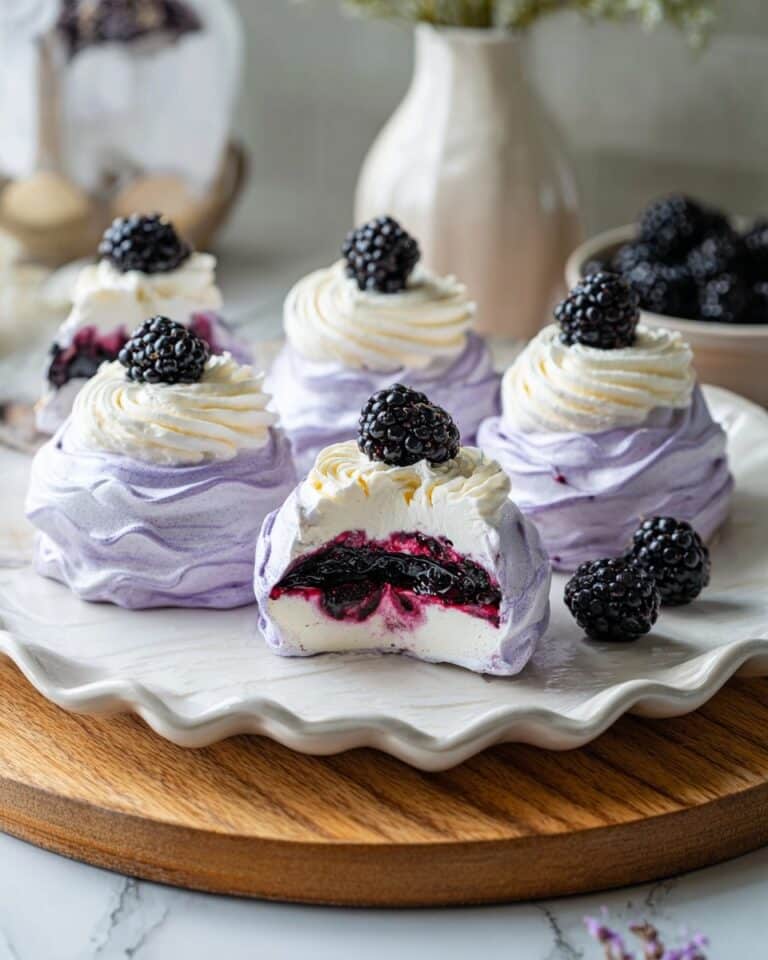 Blackberry Pavlovas with Blackberry Jam and Whipped Cream Recipe