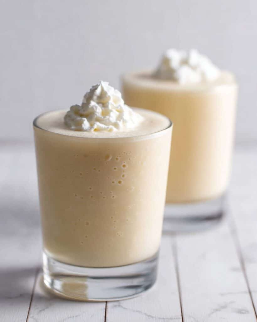 Rum and Eggnog Banana Milkshakes with Nutmeg Whipped Cream Recipe