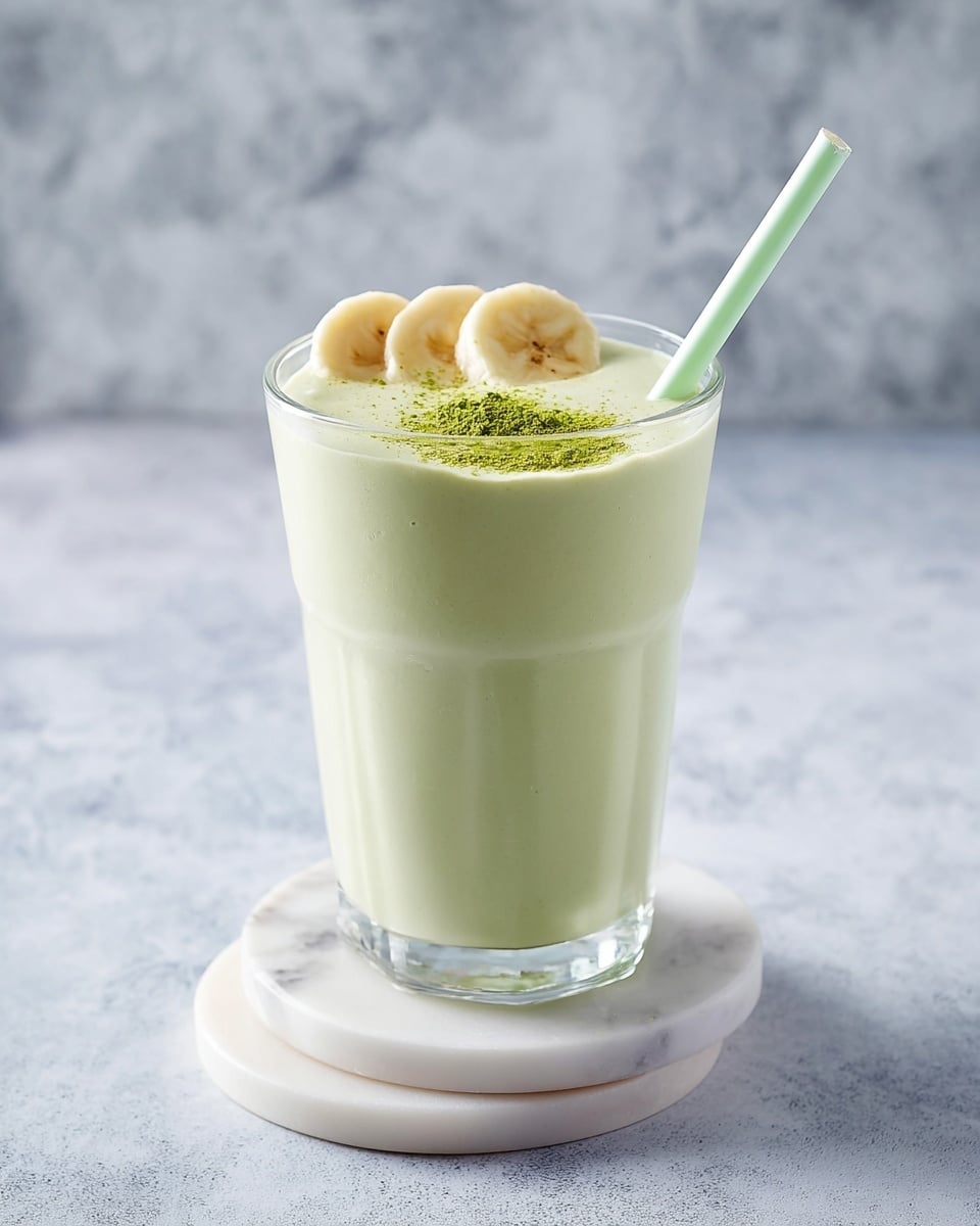 Homemade Banana Matcha Smoothie with Greek Yogurt Recipe - Recipe Image