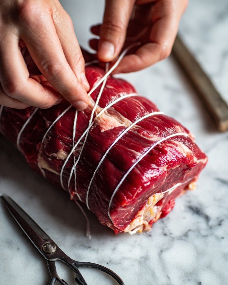 Stuffed Flank Steak with Cream Cheese, Mushrooms, Spinach, and Roasted Red Bell Pepper Recipe