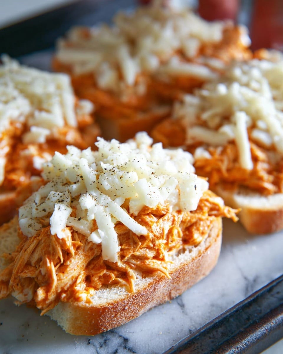 The image shows a stack of three soft, round sandwich buns, each filled with shredded orange chicken mixed with sauce. The top and bottom buns are light brown with a smooth texture, slightly shiny on top. Inside each sandwich, the shredded orange filling is thick and chunky. The top sandwich has white creamy sauce oozing from the filling, while the middle sandwich shows no visible sauce, and the bottom sandwich has both white sauce and scattered green herb pieces around the filling. The stack is placed on a rusty brown baking sheet with some chopped green herbs sprinkled around it. The background is a white marbled texture. Photo taken with an iphone --ar 4:5 --v 7