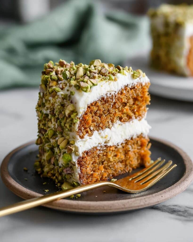 Vegan Carrot Pistachio Cake with Cream Cheese Frosting Recipe