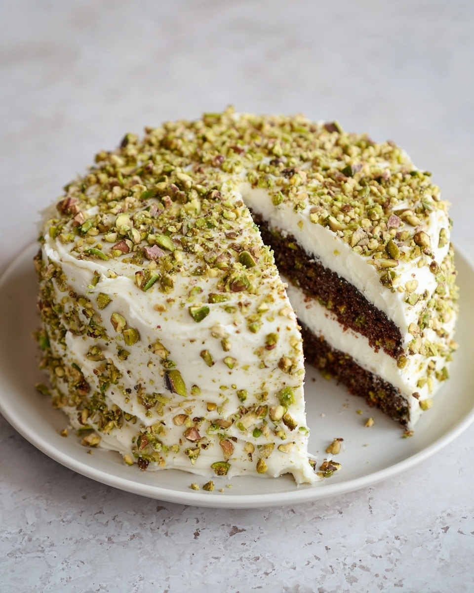 A white bowl filled with light brown batter that has a smooth and slightly thick texture, mixed with small bits of orange visible throughout. On top of the batter, there is a pile of chopped green pistachios, some with brown skins, adding a rough and crunchy texture contrast. A blue spatula partially covered in batter rests inside the bowl on the right side. The bowl is placed on a white marbled surface. photo taken with an iphone --ar 4:5 --v 7