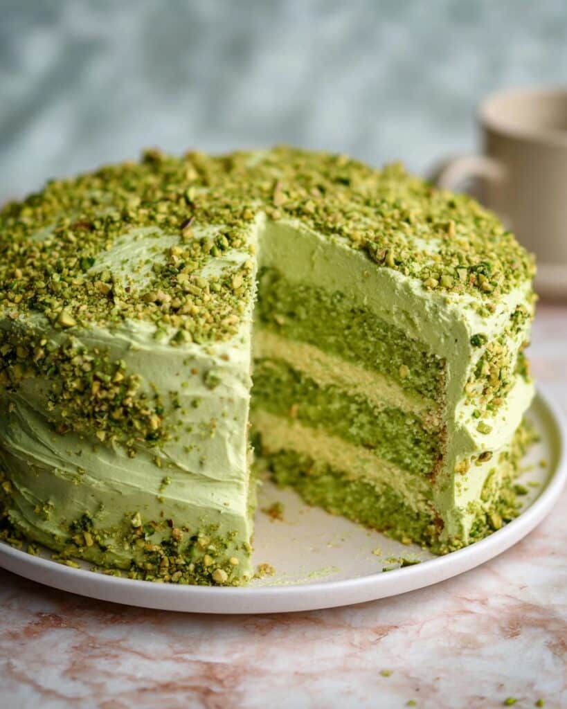 Vegan Pistachio Cake with Dairy-Free Pistachio Buttercream Frosting Recipe