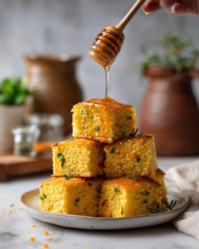 Jalapeño Cheddar Cornbread with Hot Honey Recipe