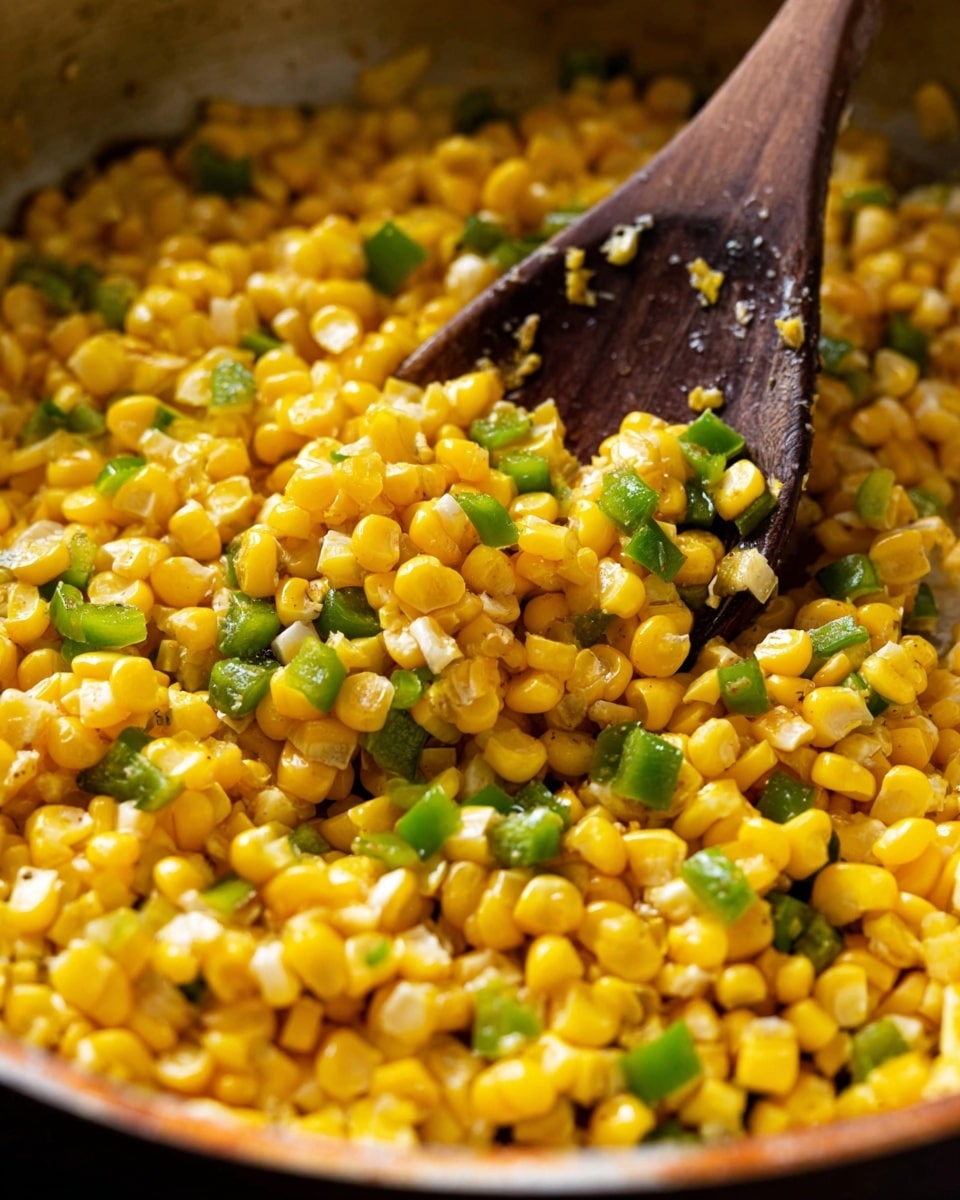 The image shows a white oval dish filled with a creamy corn casserole topped with melted golden cheese and scattered bright yellow corn kernels. A woman's hand is dipping a dark blue corn chip into the thick, cheesy mixture, lifting a scoop of the creamy dip. The dish sits on a soft dark gray cloth on a white marbled surface, with some corn kernels scattered nearby. Next to the dish, there is a fresh corn cob and two green jalapeño peppers, with a bowl of white cheese in the corner. The colors are warm and inviting, with a mix of creamy white, yellow, and green tones. photo taken with an iphone --ar 4:5 --v 7