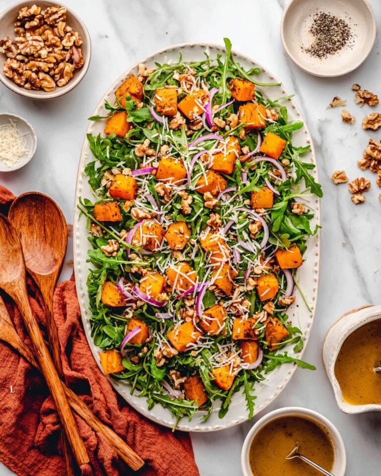 Roasted Butternut Squash Salad with Farro, Arugula, and Nutty Honey Dressing Recipe