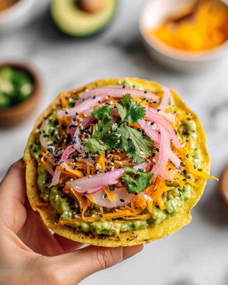 Easy Vegetarian Tostadas with Avocado, Cheddar, and Pickled Red Onions Recipe
