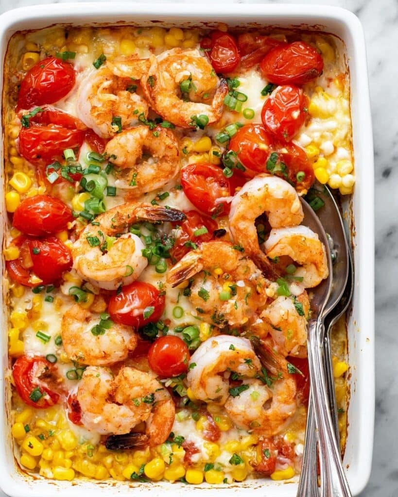 Baked Shrimp with Tomatoes and Corn Recipe