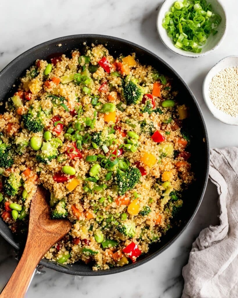 Veggie-Packed Quinoa Stir Fry with Sesame Peanut Sauce Recipe
