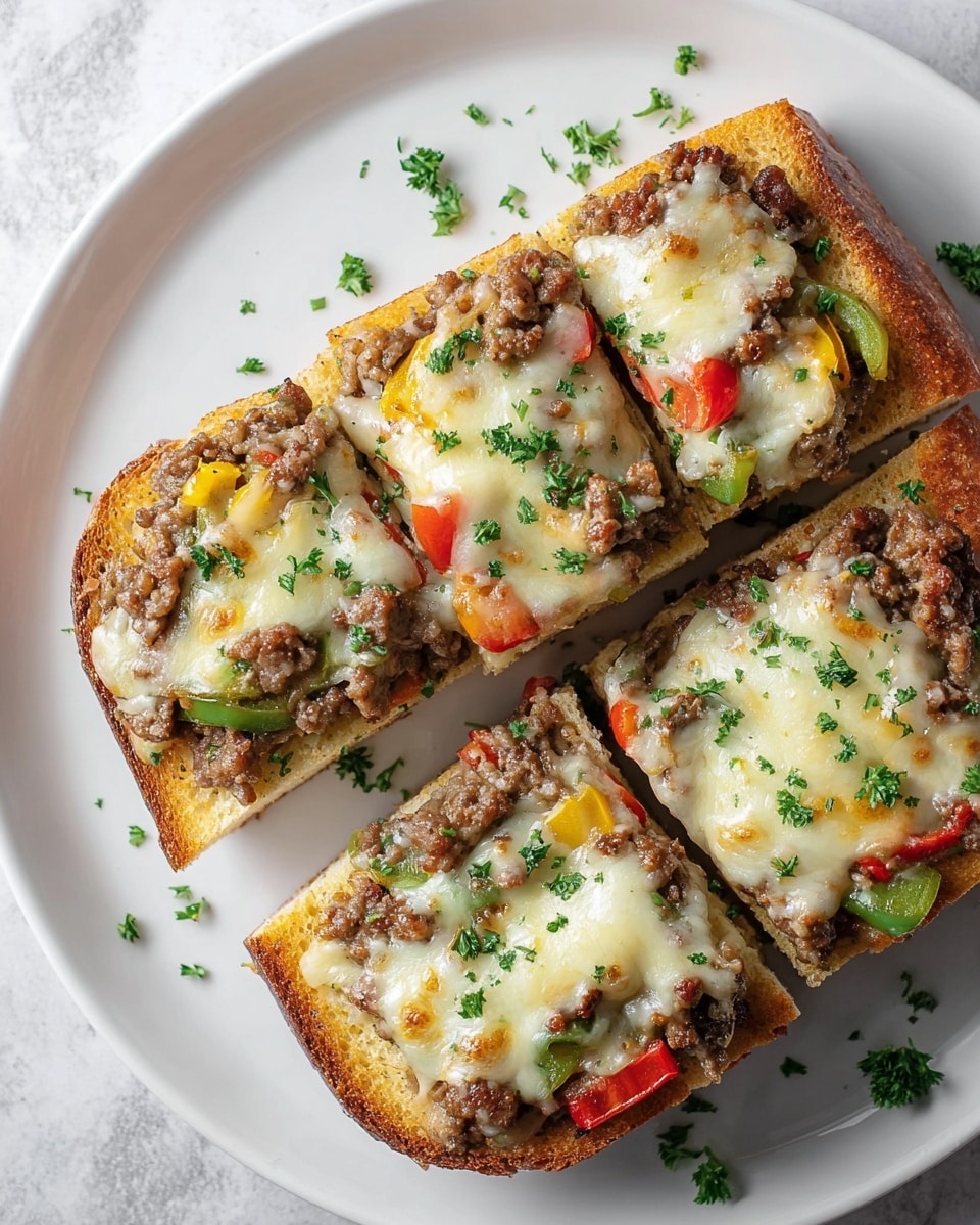 The image shows a close-up of a black pan filled with a mixture of cooked ground meat, red and green bell pepper strips, and chopped white onions. The meat is brown and crumbly, mixed evenly with the vibrant red and green pepper pieces and translucent white onion chunks, creating a colorful and textured look. Small green herbs are sprinkled on top for garnish. The pan sits on a white marbled surface. photo taken with an iphone --ar 4:5 --v 7