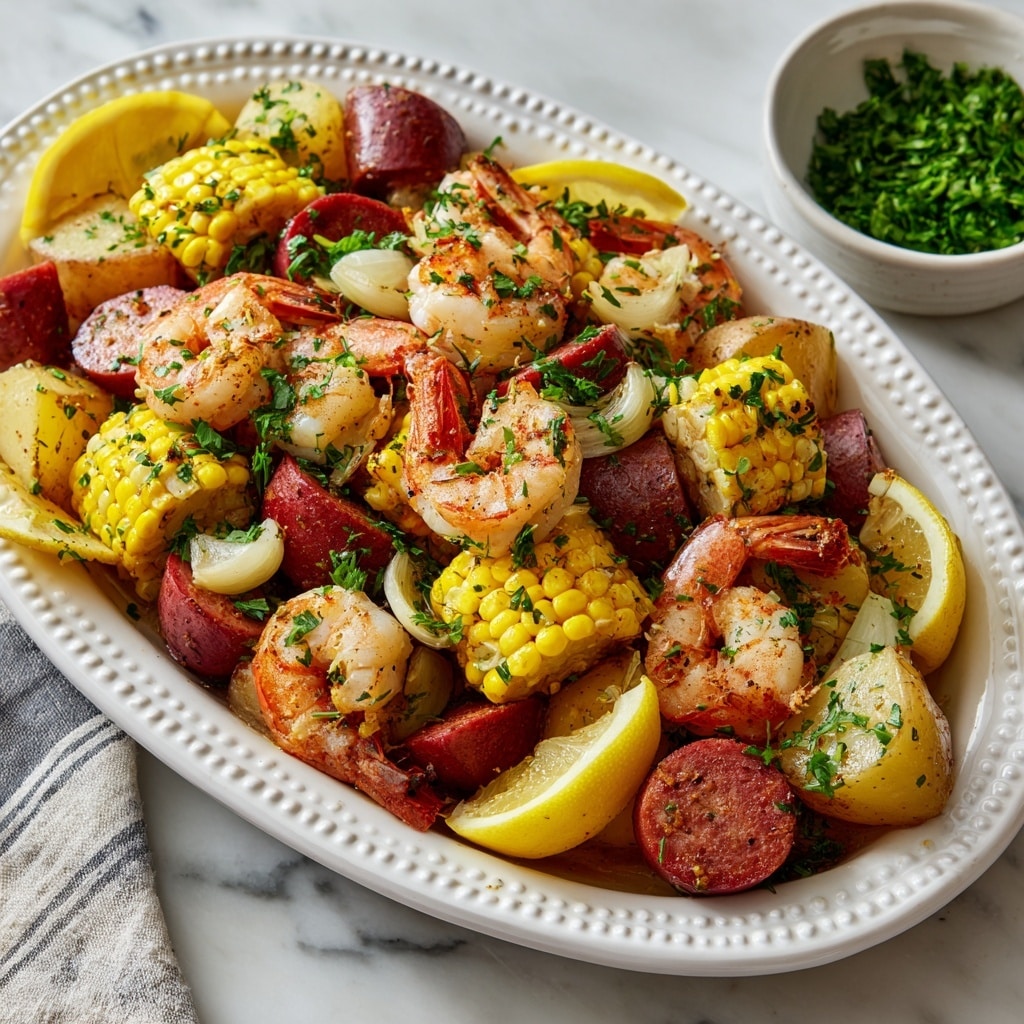 One-Pot Slow Cooker Shrimp Boil with Andouille Sausage, Corn, and Potatoes Recipe