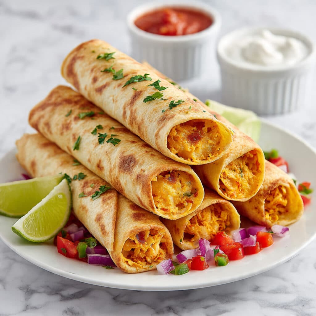 Creamy Chicken Taquitos with Baked or Fried Options Recipe