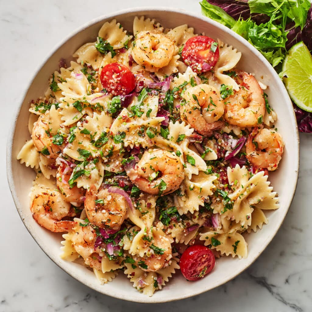 20-Minute Shrimp Cilantro Lime Pasta Salad Recipe