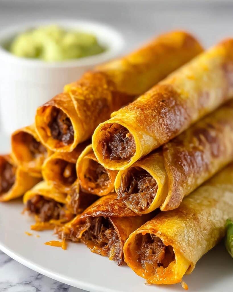 Shredded Beef Taquitos {Easy, Healthier, Baked Taquitos} Recipe