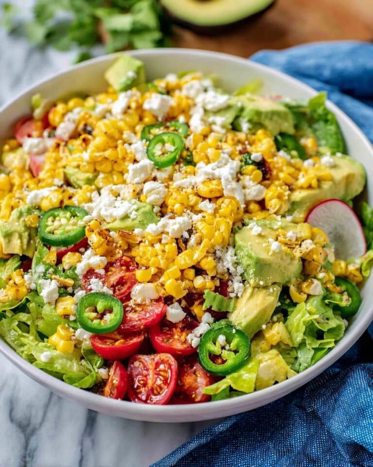 Grilled Corn, Tomato, and Avocado Salad with Basil-Lime Dressing Recipe