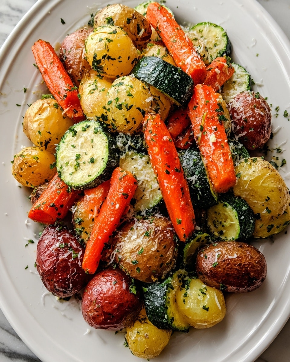 Garlic Herb Roasted Potatoes, Carrots, and Zucchini Recipe - Recipe Image