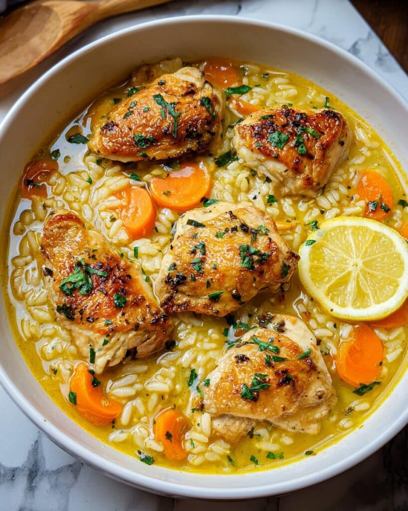 Lemon Ginger Turmeric Chicken and Rice Soup Recipe