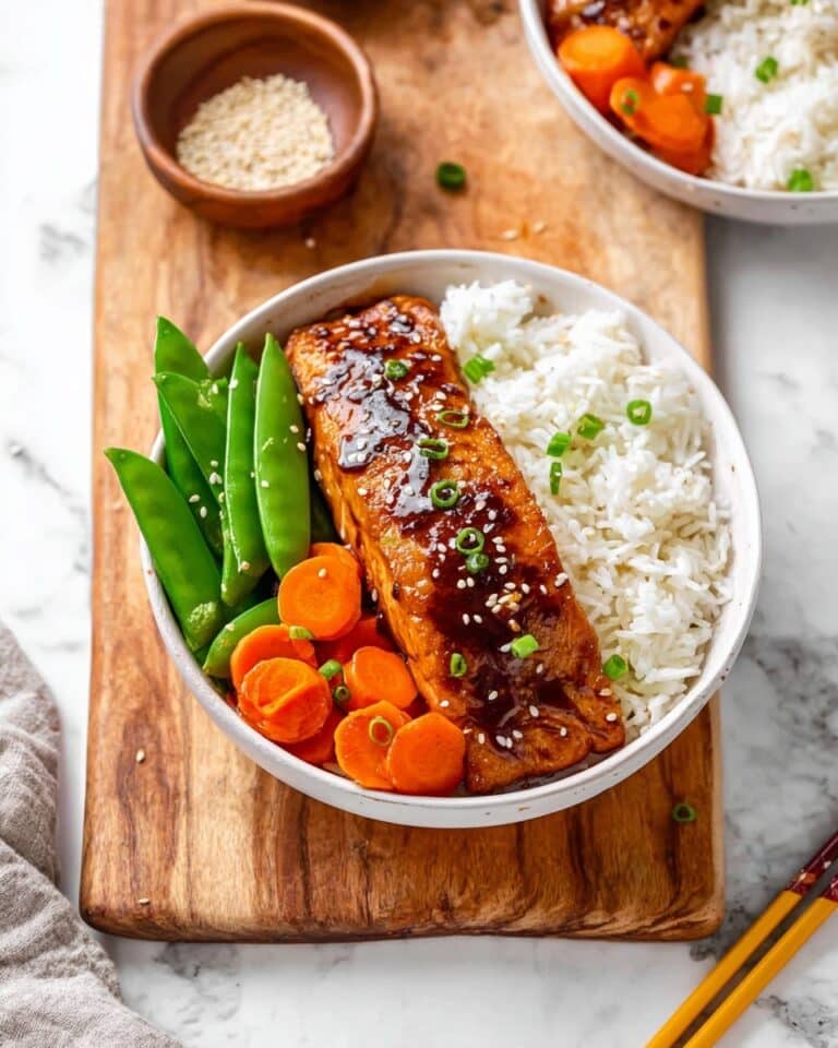 Air Fryer Miso Salmon with Carrots and Snow Peas Recipe