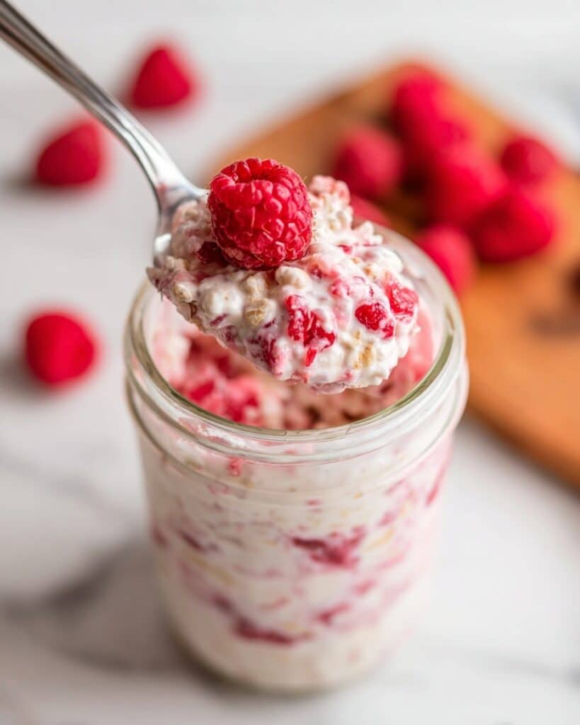 Raspberry Cheesecake Overnight Oats Recipe