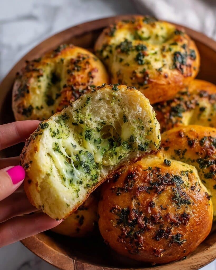 Soft Fluffy Green Herb Bagels Recipe