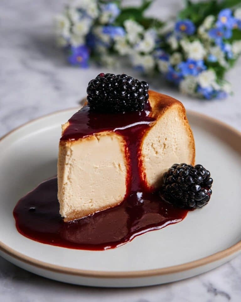 London Fog Basque Cheesecake with Blackberry Sauce Recipe