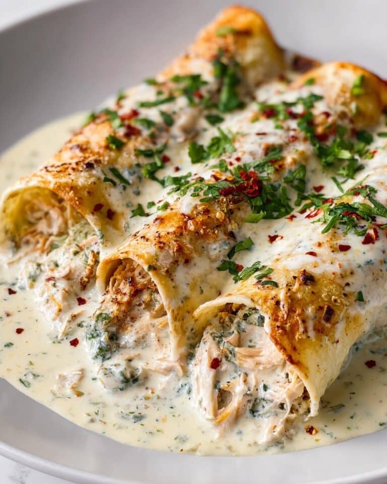 High Protein Chicken Enchiladas with Creamy White Sauce Recipe