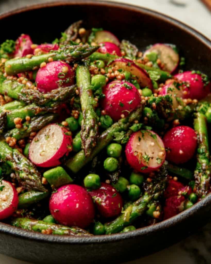 Roasted Asparagus and Radishes with Mustard Vinaigrette Recipe