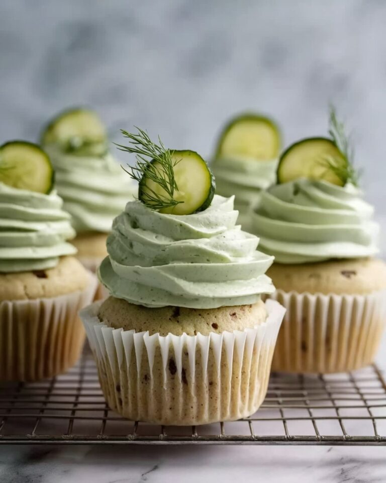 Tangy Dill Pickle Cupcakes with Herby Dill Frosting Recipe