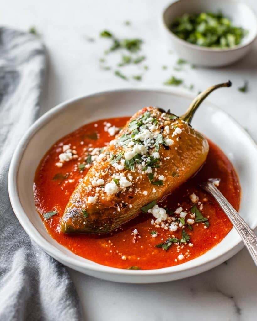 Crispy Fried Chile Rellenos with Salsa Roja Recipe