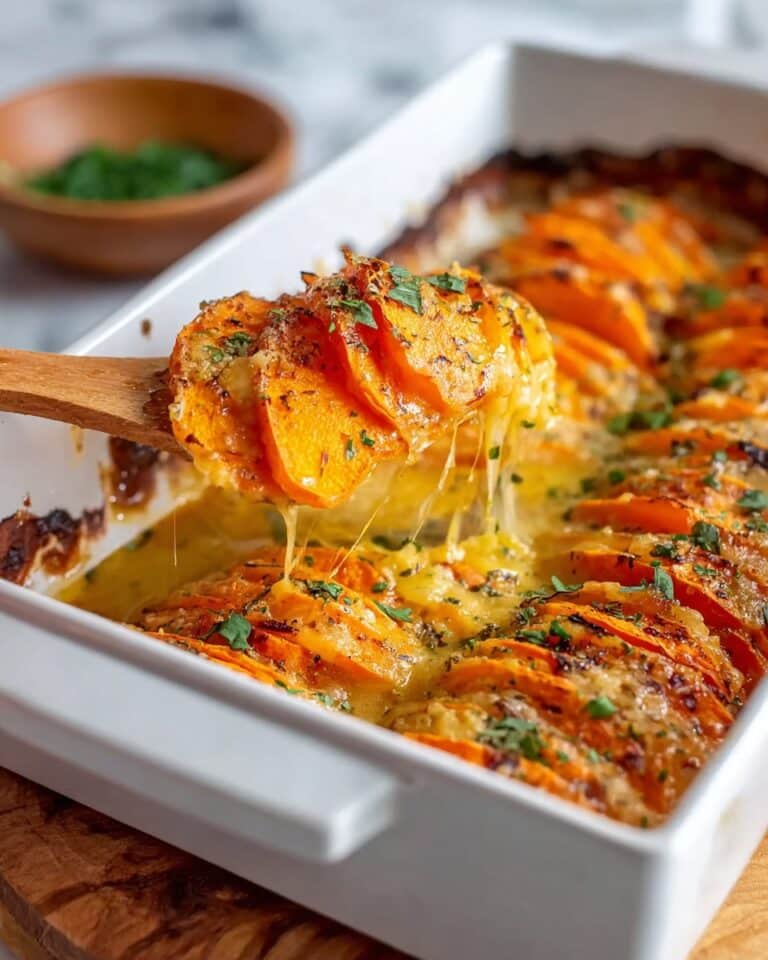 Homemade Garlic Butter Sweet Potato Bake Recipe